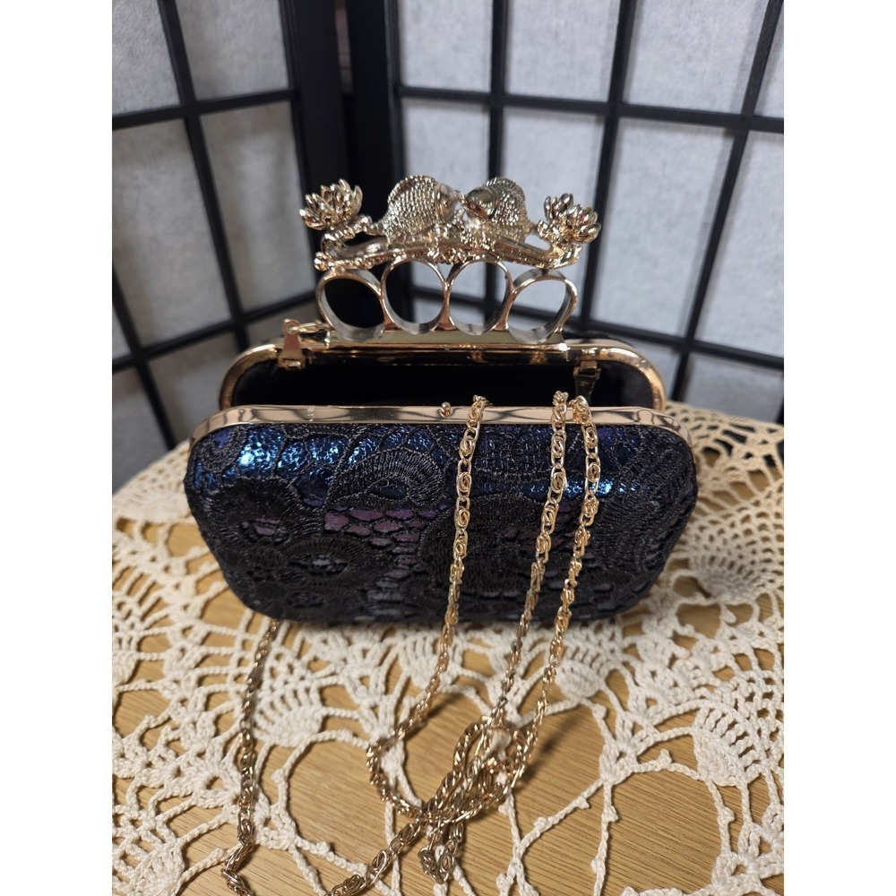 Moonisa Whimsigoth Knuckle Duster Lace Gothic Glam Evening Clutch Bag One Size - Picture 4 of 7